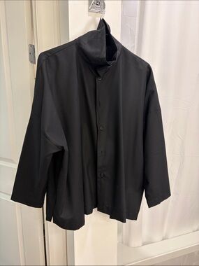 Eskander Black Lightweight Stand-Collar Shirt SZ 0 / S